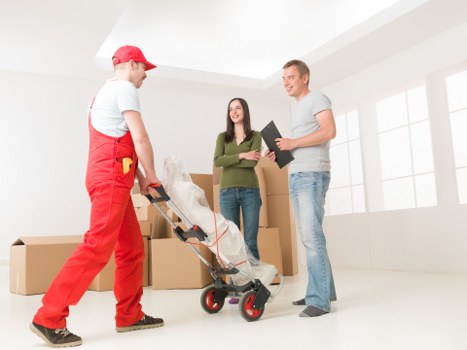 Local commercial movers coordinating a business relocation