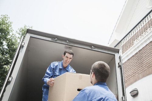 Packed moving boxes ready for transport in Belgium