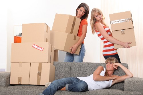 Removal team handling furniture and household items for an international move