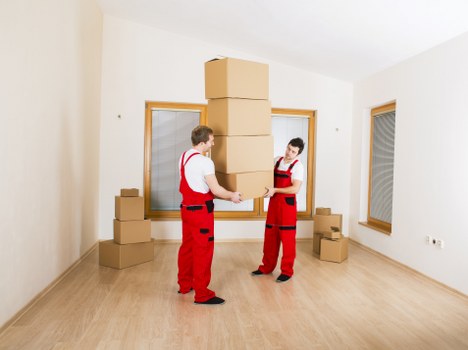 Business relocation team organizing an office move